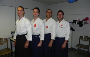 Les maîtres et assistants de la soirée du stage à Buthiers Malesherbes: Hugues, Olivier, Olivier, Brice