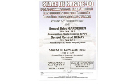 stage Kata Bunkai samedi 30 novembre 2013 à Paris
